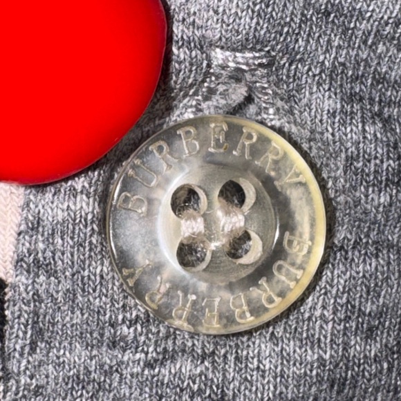 Burberry London Men’s Gray Polo Shirt Check Trim Logo Size M - Picture 5 of 9